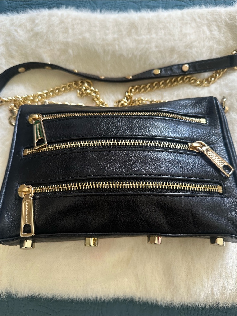 Rebecca Minkoff Black Leather Mini 5-Zip Crossbody Bag - NWOT